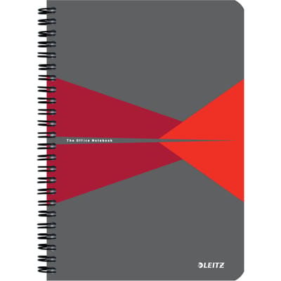 Leitz Office Notitieboek A5 Gelijnd - met PP Omslag - 80 Grams Papier - Rood