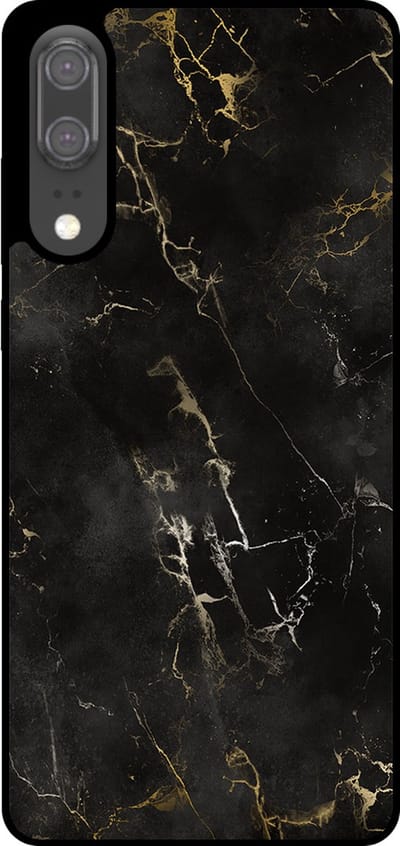 Smartphonica Telefoonhoesje Geschikt voor Huawei P20 met marmer opdruk - TPU backcover case black marble design - Zwart geschikt voor Huawei P20