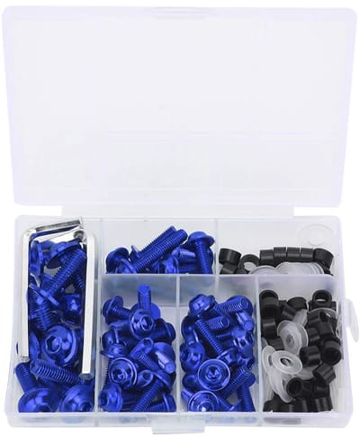 Duokon Kuip Bevestigingsmiddelen, 158 stks/set Universele Kuip Bouten Pakkingsleutel Kit Motorfiets Accessoire(Blauw)