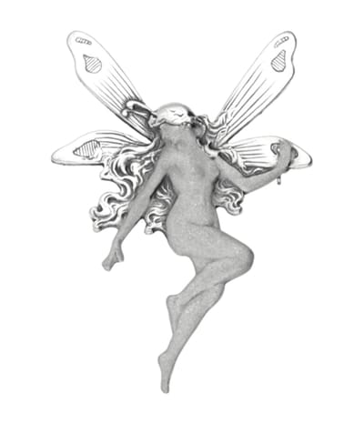 Zilveren Vrouw met vleugels Art Nouveau Jugendstil XL hanger en broche