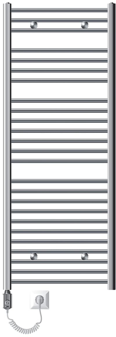 Elektrische badkamerradiator met verwarmingselement 900W 600x1500 mm chroom recht met zijaansluiting LuxeBath
