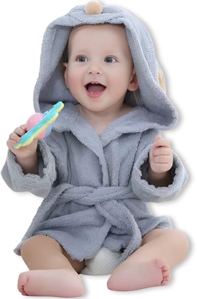 BoefieBoef Donkere Muis Kinder Badjas Peuter & Kleuter 2-4 Jaar (85-105 cm) – Zachte Katoen Ochtendjas met Dieren Capuchon – Absorberende Handdoek Badstof voor Jongen & Meisje – Perfect Cadeau Zwemles, Carnaval, Verjaardag – Ideaal na Bad & Zwemmen