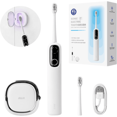 BAIR CARE I7 Sonische Tandenborstel met 220 Dagen Extreem Lange Batterijduur, Hoogfrequente Vibratie, Oplaadbaar, 5 Modi & 3 Intensiteiten, IPX7