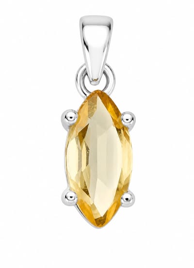 925 Zilveren Citrien Hanger – Luxe Gele Edelsteen Pendant Dames – Sterling Silver Kettinghanger met Natural Yellow Citrine