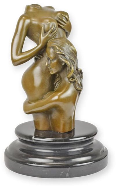 Erotisch bronzen beeld - 2 vrouwen - sculptuur - 18 cm hoog