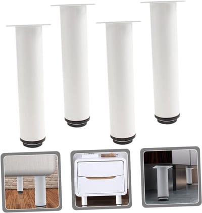 Famanu - 4 stuks verstelbare metalen kastpoten - draagvermogen 800 kg - wit - 18-33 cm - met schroeven