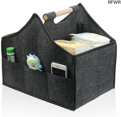 RFWR® Draagbare Luier Caddy Organizer met Verwisselbare Vakken - Grote Opbergtas voor Kleuterschool en Babyaccessoires - Perfect als Babycadeau