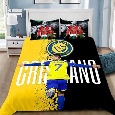 3D NIEUW Dekbedovertrek Kussensloop Beddengoedset Voetbal CR7 R-Ronaldos Volwassen Jongen Meisje Slaapkamerdecoratie Kinderen Enkel Dubbel Groot 70x133cm 2pcs