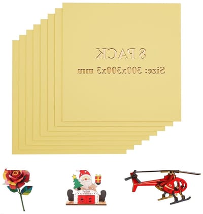 Gekleurde multiplexplaten 30 × 30 cm, 3 mm grashout, 8 stuks voor modelbouw en ambachten, ideaal voor lasergravure en houtverbranding