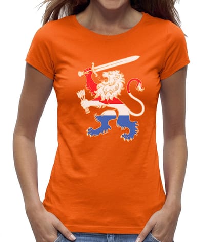 Oranje shirt dames Nederlandse leeuw vlag - Koningsdag WK EK Holland - Je Maintiendrai - Maat XS