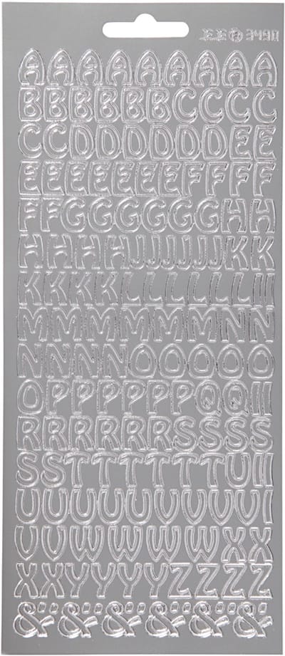 Stickers, alfabet, vel 10x23 cm, zilver, 1 vel