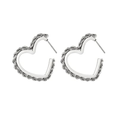 Oorbellen twisted heart silver - oorbellen - hart - Yehwang - zilver