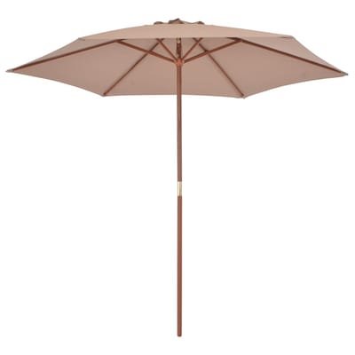vidaXL - Parasol - met - houten - paal - 270 - cm - taupe