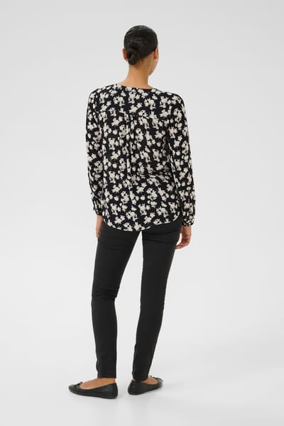 Blouse met lange mouwen Regular fit Black/Turtledove Flower Print floral