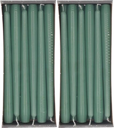 Enlightening Candles Dinerkaarsen - 24x stuks - groen - 8 branduren - 25 cm - kandelaar kaarsen - sfeerkaarsen