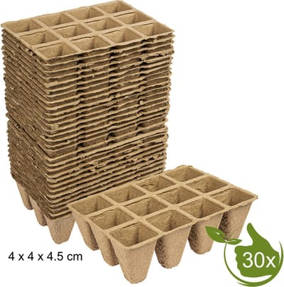Stekpotjes - Kweekpotjes - Turfpotjes - Papieren potjes 12 per tray 4x4x4.5cm 30 stuks