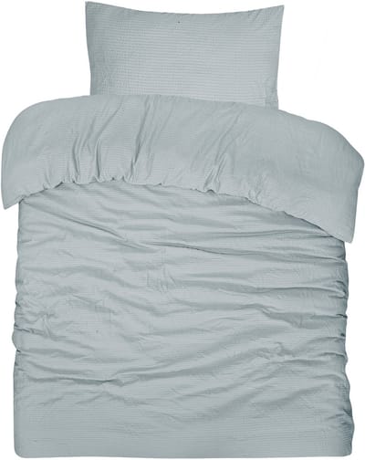 DoubleDry Dekbedovertrek Seersucker - 100% Katoen - Eenpersoons 140x200/220 cm + 1 Kussensloop - Luchtig & Huidvriendelijk - Petrol
