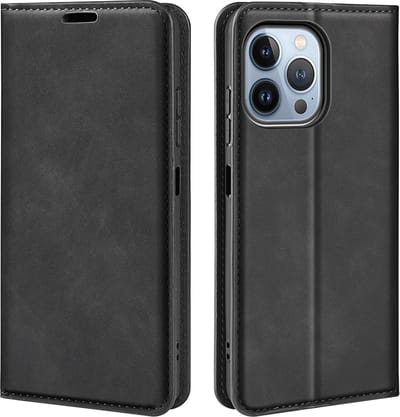 MobyDefend Hoesje - Geschikt voor iPhone 14 Pro Max - Luxe Wallet Bookcase (Magnetische Sluiting) - Zwart