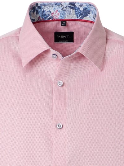 Venti Heren Overhemd Kent Boord Motief Modern Fit - L