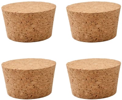 Dailygoods- Kurken 4 Stuks - Conische Kurken - Reservekurken - Wijnflessen - Glazen Flessen - Natuurlijk Materiaal - 63 x 53 x 35 mm - Flesstopper