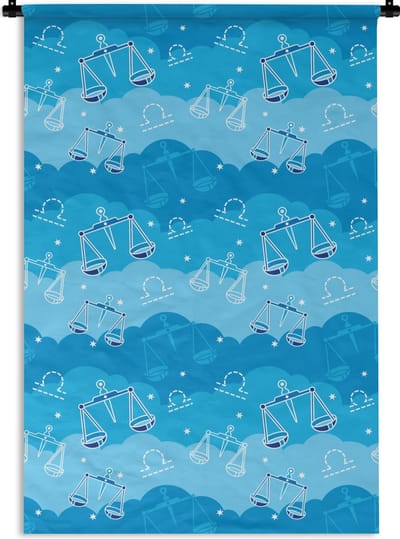 Wandkleed - Wanddoek - Weegschaal - Patroon - Zodiac - 120x180 cm - Wandtapijt