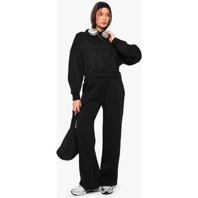 boohoo Dames Pintuck-detail, diepe tailleband, jogger met wijde pijpen | Zwart | Maat: Small