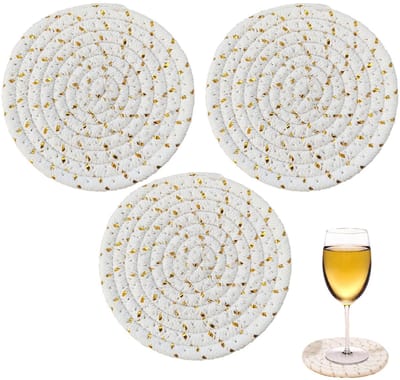 Dailygoods- Onderzetters Super Absorberend - Katoenen Onderzetters - Handgemaakt - Minimalistische Stijl - Geschikt voor Glazen/Kopjes - Duurzaam en Wasbaar - Drankonderzetters
