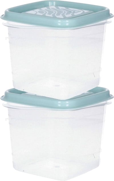 Hega Hogar Vershoudbakjes - set 2x stuks - 0.7 liter - transparant/groen - L11 x B11 x H12 cm - Mealprep - Maaltijden bewaren