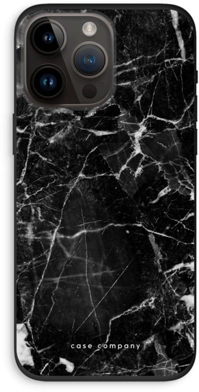 Case Company® - Hoesje geschikt voor iPhone 14 Pro Max hoesje - Zwart Marmer - Biologisch Afbreekbaar Telefoonhoesje - Bescherming alle Kanten en Schermrand