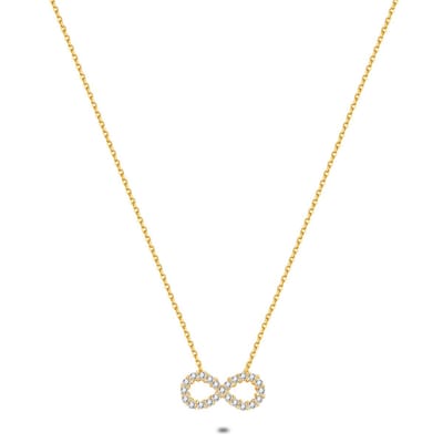 Twice As Nice Halsketting in 18kt verguld zilver, infinity, zirkonia 40cm