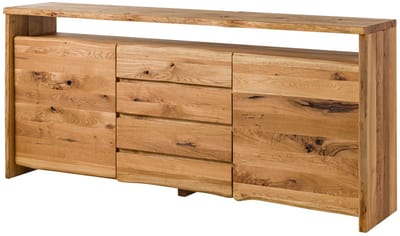MASSIVMOEBEL24.DE wilde eik dressoir blank 210x45x96 cm (BxTxH) geolied gemonteerd PURE OAK volledig massief #701