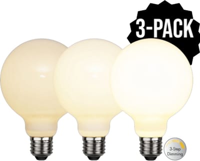 3-Pack | 3 standen - G95 Globelamp - E27 - 7.5W - Extra Warm Wit - 2700K - Opaal