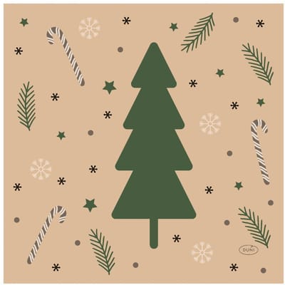 Duni servetten kerst tafeldecoratie Natural Yuletid 33x33cm.
