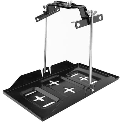 Plateau de batterie de voiture universel en fer Kit de pince de maintien réglable black