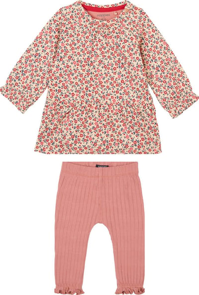 Noppies Jurk Feneu applebossom en Legging Foug Old rose maat 56