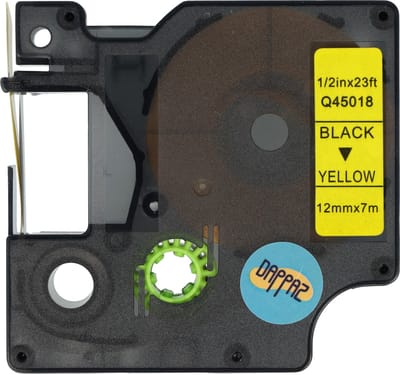 Dappaz - 10 stuks Dymo compatible Label D1 45018 - Zwart op Geel -Geschikt voor Dymo LabelManager - 12 mm x 7 m - S0720580 Label Tape