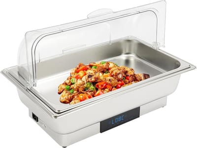 Elektrische Warmhoudbak - Buffetwarmer Voedsel - Gerechten Warm Houden - Instelbare Temperatuur - 9 Liter Capaciteit - Zilver