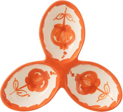 J-Line serveerschaal Granada Clover - keramiek - wit/oranje