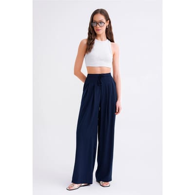 Hoge Taille Plissé Palazzo Broek