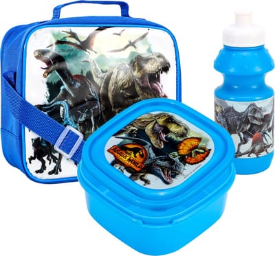 JURASSIC WORLD Dinosaurus Lunch Set Broodtrommel Drinkbeker Schoudertas Lunchtas