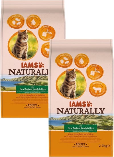 Iams Naturally Cat Adult Lam&Rijst - Kattenvoer - 2 x 2.7 kg