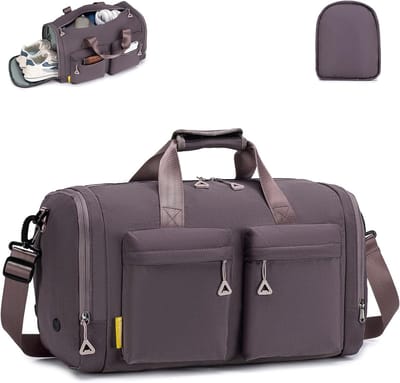 Vouwbare Reistas met Schoencompartiment - Lichtgewicht Sporttas voor Weekendtrips en Fitness, 30L, Geschikt voor Mannen en Vrouwen, Paars