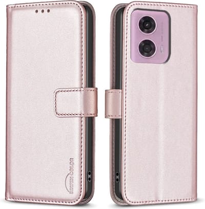 BINFEN Hoesje - Geschikt voor Motorola Moto G04(s) / G24 / E14 Hoesje - BINFEN Color Book Case - Rose Gold