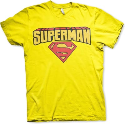 Superman T-shirt met logo in blokletters, geel