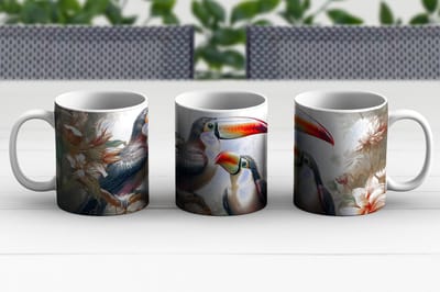 Mok - Koffiemok - Toekan - Vogels - Bloemen - Jungle - Mokken - 350 ML - Beker - Koffiemokken - Theemok