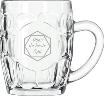 Gegraveerde Bierpul 55cl voor de beste Opa in hexagon