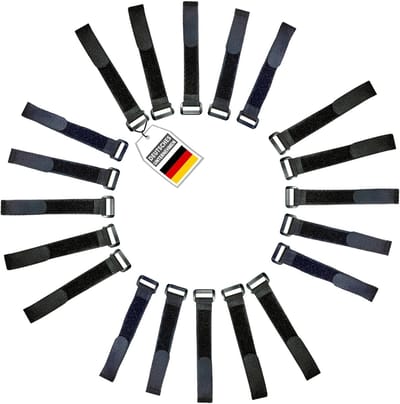 Dailygoods- Kabelbinders 20cm zwart - Herbruikbaar met klittenband - Nylon - Sterke grip - Milieuvriendelijk - Verstelbaar met gesp - Binders