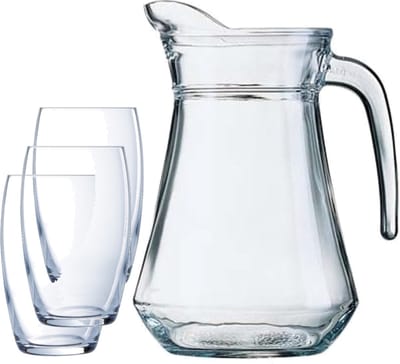 Luminarc karaf schenkkan van glas 1300 ml met 6x stuks Versailles luxe drinkglazen/waterglazen 375 ML