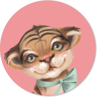 Muismat rond 20x20 cm - Mousepad Tijger - Portret - Strik - Ronde muismatten