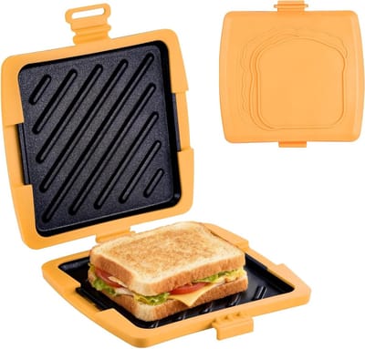 Magnetron Toastie Maker - Sandwich Broodrooster - Snel Lunchen - Verwijderbare Platen - 16 x 16cm - Oranje